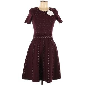 Sandro Burgundy Mini Dress with White Dots